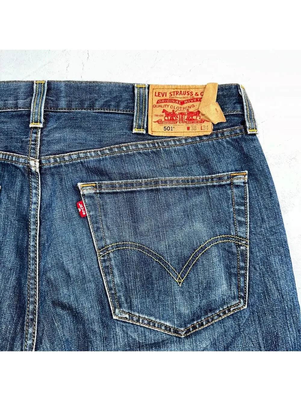 Levis 501 Vintage Y2K XX Straight Leg Jeans Blue Med Wash 38x34 Act 38x33